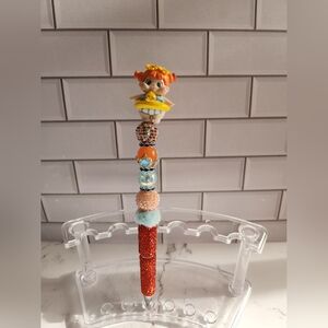 Beaded pen with QOQO “To Sea With You” baby figurine topper NEW Handmade